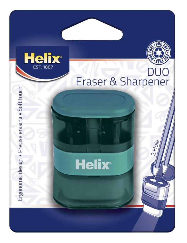 Helix Balance duo sharpener and eraser in packaging