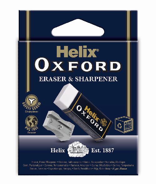 Helix Oxford eraser and sharpener in packaging