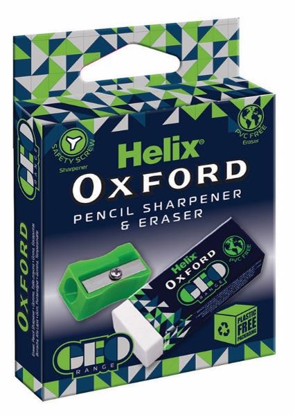 Helix Oxford Large Sleeved Eraser and Single Metal Sharpener 