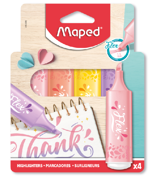 Maped Flex pastel highlighters in packaging