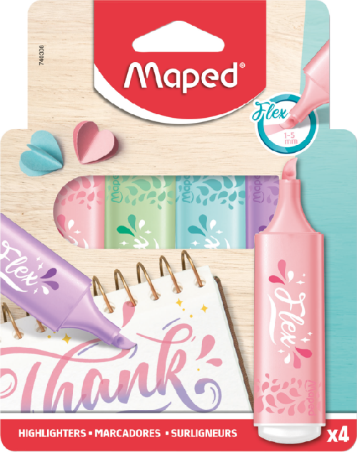 Maped Flex pastel highlighters in packaging