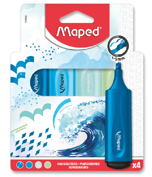 Maped assorted theme highlighters in packaging blue
