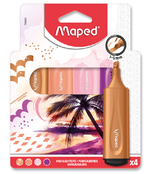 Maped assorted theme highlighters in packaging pink