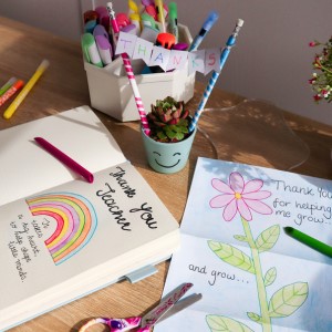 teacher messages, diy gift and colouring pencils