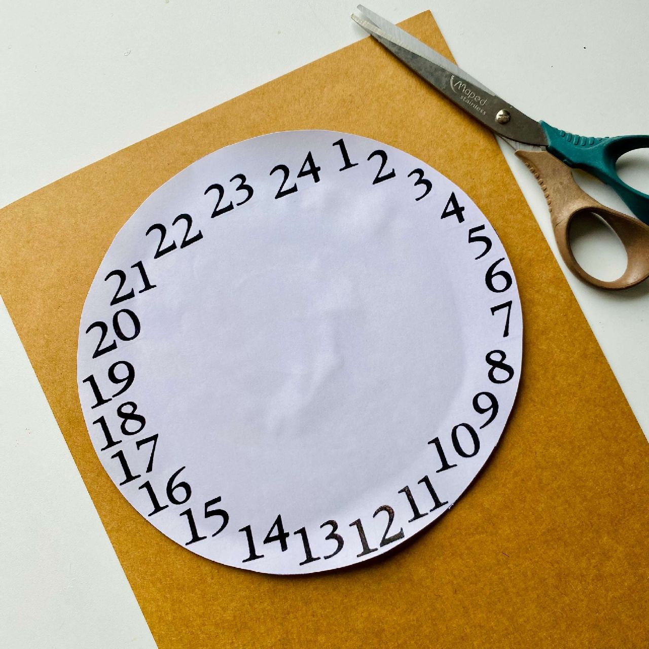 advent calendar template glues on to sheet of card