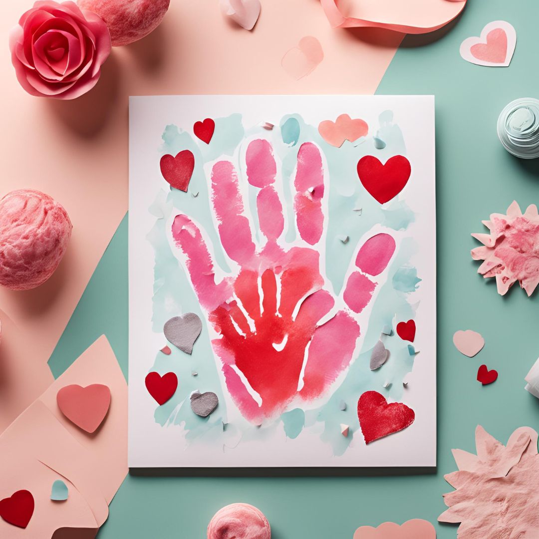 valentines day handprint card