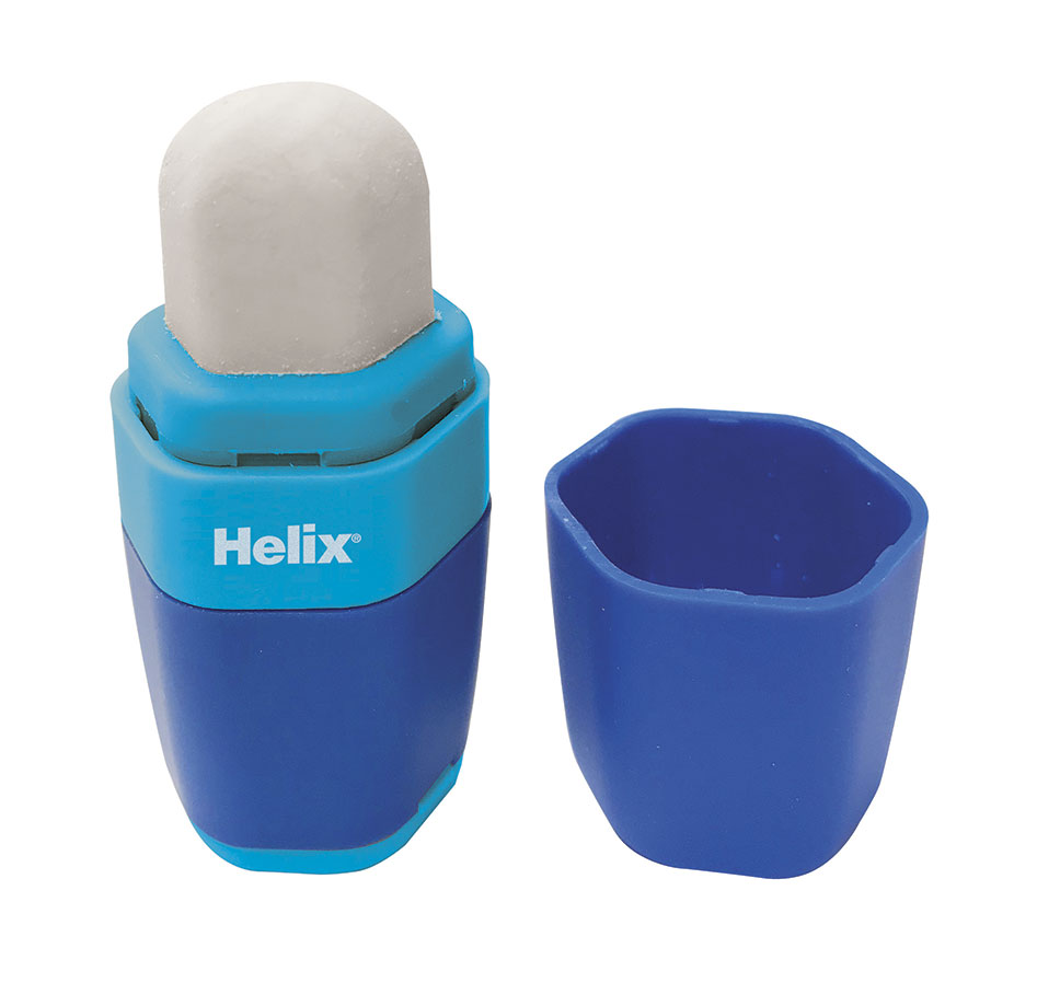 Helix duo sharpener and eraser with eraser open open